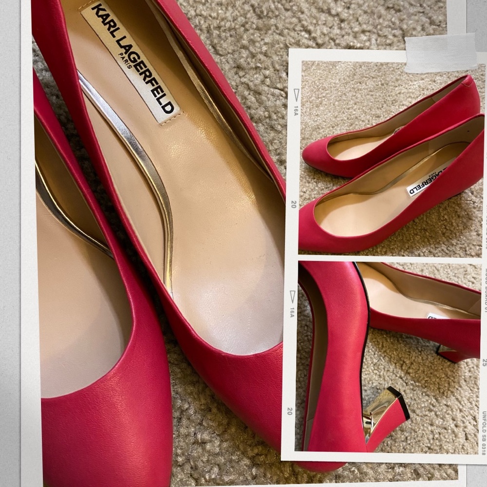 Karl Lagerfeld pink block heels